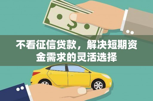 泾河不看征信贷款，解决短期资金需求的灵活选择