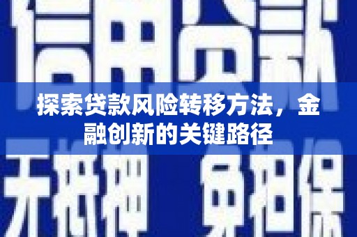 阿勒泰探索贷款风险转移方法，金融创新的关键路径