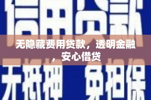 界首无隐藏费用贷款，透明金融，安心借贷